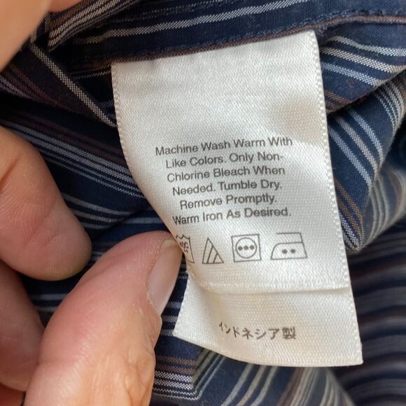 Eddie Bauer Mens Shirt Large Striped Button Down Long Sleeve Casual Classic Blue - Picture 8 of 12